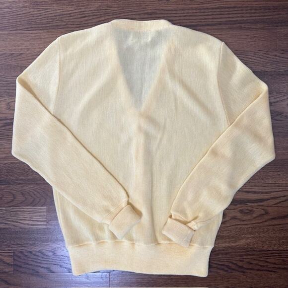 VTG Van Cort V Neck Cardigan Sweater Womens M Lt Yellow King Frog Button Front - Picture 2 of 7